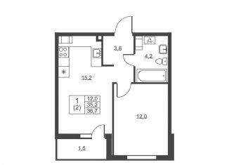 Продается 1-ком. квартира, 36.7 м2, Ленинградская область