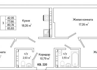 Продаю 3-ком. квартиру, 81 м2, Екатеринбург, Октябрьский район, улица Яскина, 16