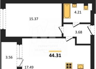 Продается однокомнатная квартира, 44.3 м2, Калининградская область