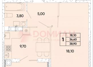 Продам 1-ком. квартиру, 38.9 м2, Ростов-на-Дону, проспект 40-летия Победы, 111/2с2, Пролетарский район