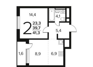 Продажа 2-комнатной квартиры, 41.3 м2, поселение Десёновское