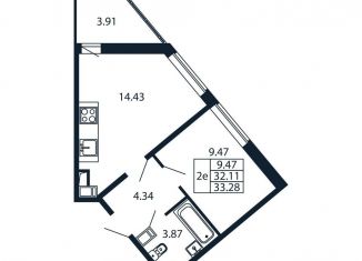 Продается 1-комнатная квартира, 36 м2, Мурино, Ручьёвский проспект, 20