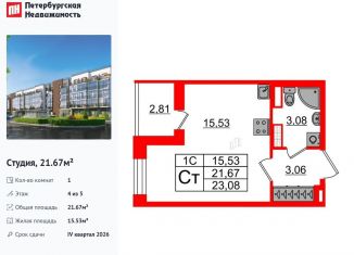 Квартира на продажу студия, 21.7 м2, Санкт-Петербург, метро Звёздная