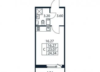 Квартира на продажу студия, 27.3 м2, Мурино