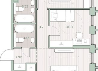 Продам 2-комнатную квартиру, 61.3 м2, Москва, район Кунцево