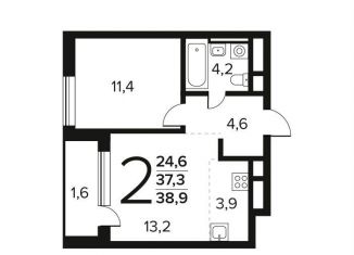 Продажа 2-комнатной квартиры, 38.9 м2, поселение Десёновское