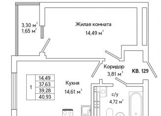 1-комнатная квартира на продажу, 39.6 м2, Екатеринбург, метро Ботаническая, улица Яскина, 16