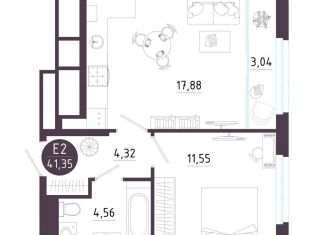 Продаю 1-ком. квартиру, 41.4 м2, Рязань, Железнодорожный район