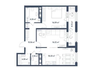 Продам 2-ком. квартиру, 78.3 м2, Санкт-Петербург, Московский район