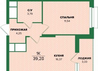 Продажа 1-ком. квартиры, 39.3 м2, Тульская область