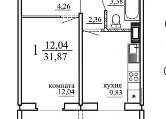 Продам однокомнатную квартиру, 31.9 м2, Челябинск, улица Маршала Чуйкова, 32, Курчатовский район