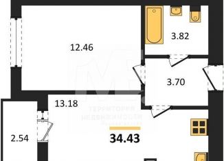 Продам однокомнатную квартиру, 34.4 м2, Калининградская область, Крейсерская улица, 13к1