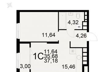 Продам 1-комнатную квартиру, 37.2 м2, Рязань