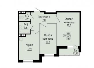 Продаю 2-ком. квартиру, 58.5 м2, Новосибирск, ЖК Матрёшкин Двор