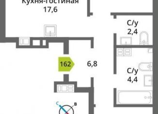 Продаю двухкомнатную квартиру, 51.9 м2, Московская область