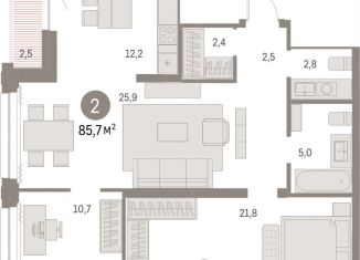 Продам 2-ком. квартиру, 85.7 м2, Новосибирск, метро Гагаринская