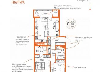 Продажа 3-комнатной квартиры, 70.2 м2, Астраханская область, улица Ахшарумова, 29