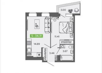 Продается 1-ком. квартира, 34.3 м2, Северодвинск