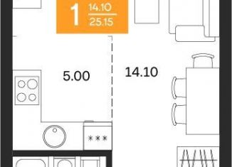 Продам 1-ком. квартиру, 25.2 м2, Уфа, улица Нуриманова, 25, Ленинский район