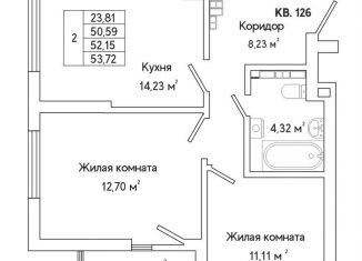 Продажа 2-комнатной квартиры, 51.9 м2, Екатеринбург, метро Ботаническая, улица Яскина, 16