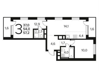 Продам 3-комнатную квартиру, 57.2 м2, поселение Десёновское