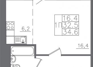 1-комнатная квартира на продажу, 34.6 м2, Иркутская область