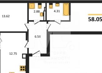 Продается 2-ком. квартира, 58.1 м2, Калининградская область, Батальная улица, 65Б