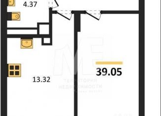 Продажа однокомнатной квартиры, 39.1 м2, Калининградская область, Батальная улица, 65Б