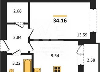 Продам 1-ком. квартиру, 34.2 м2, Калининградская область