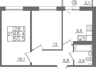 Продаю 2-ком. квартиру, 50.5 м2, Иркутск, Октябрьский округ