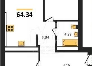 Продается двухкомнатная квартира, 64.3 м2, Калининградская область