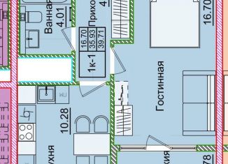 Продам 1-комнатную квартиру, 39.7 м2, Грозный, проспект В.В. Путина, 1А