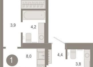 Продам 1-комнатную квартиру, 60.8 м2, Тюмень