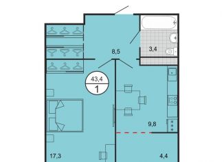 Продажа 1-ком. квартиры, 43.4 м2, Георгиевск