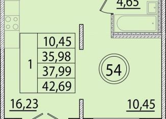 Продам 1-ком. квартиру, 39.4 м2, посёлок Шушары