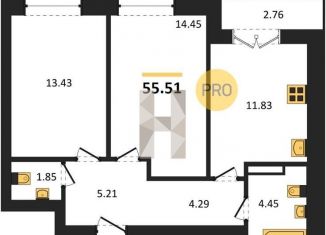 Продается двухкомнатная квартира, 55.5 м2, Новосибирск, Калининский район