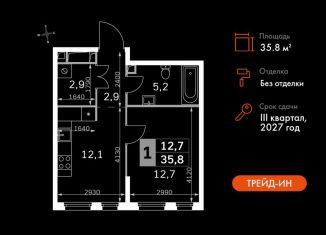 Продается однокомнатная квартира, 35.8 м2, Москва, станция Хорошёво, жилой комплекс Сидней Сити, к6/3