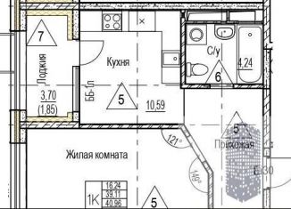 Продам однокомнатную квартиру, 41 м2, Воронеж, набережная Чуева, 7, Железнодорожный район