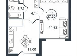 Продается 1-комнатная квартира, 37.3 м2, Тверская область