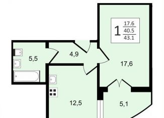 Продается однокомнатная квартира, 43.1 м2, Воронеж, улица Ключникова, 14к2, Советский район