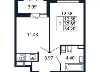 Продается однокомнатная квартира, 35.7 м2, Санкт-Петербург, метро Комендантский проспект, Арцеуловская аллея, 7к1