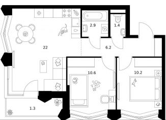 Продается двухкомнатная квартира, 54.6 м2, Москва, метро Мичуринский проспект