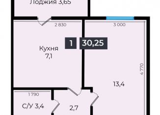 Продаю 1-ком. квартиру, 30.3 м2, Ставропольский край, улица Южный Обход, 53В