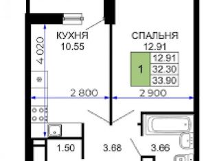 Однокомнатная квартира на продажу, 34 м2, Краснодар, ЖК Лучший, улица Петра Метальникова, 36