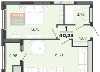 Продажа 1-комнатной квартиры, 40.2 м2, Рязань, ЖК Академик, улица Островского, 122к1