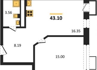 Продается однокомнатная квартира, 43.1 м2, Воронеж, Железнодорожный район, набережная Чуева, 7