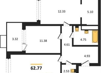 Продается 2-ком. квартира, 62.8 м2, Воронеж, Железнодорожный район, набережная Чуева, 7