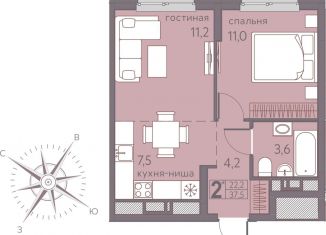 Продажа 2-ком. квартиры, 37.5 м2, Пермский край, Серебристая улица, 7