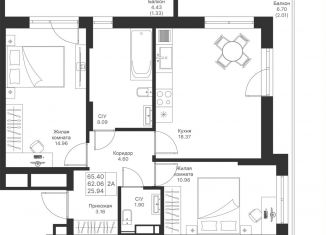 Продается двухкомнатная квартира, 65.4 м2, Казань, Советский район, жилой комплекс Мой Ритм, ПК14