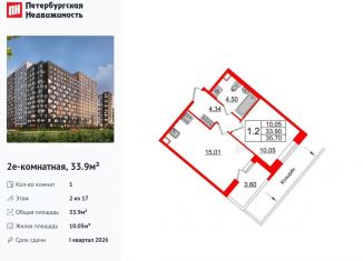 Продам однокомнатную квартиру, 33.9 м2, Санкт-Петербург, муниципальный округ Невский